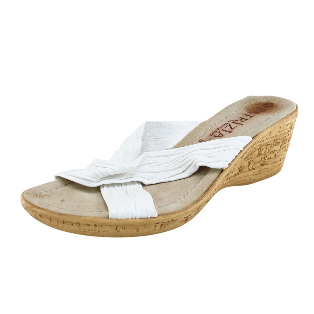 Patrizia Women's Size 38 White Slide Sandals Wedge‎ Heel Casual Summer Shoes